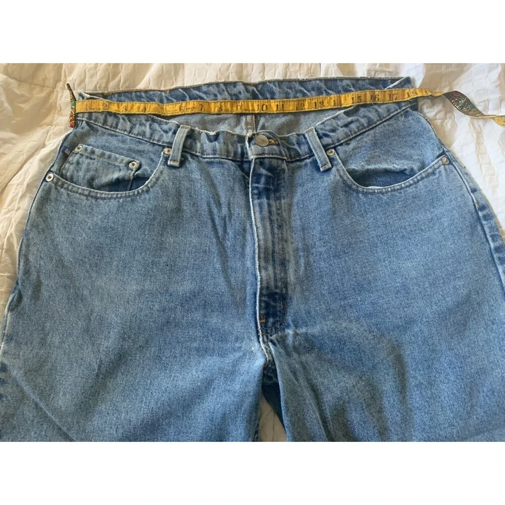 Vintage Polo Ralph Lauren Men's 36 Blue Classic Straight Distressed Flag Jeans